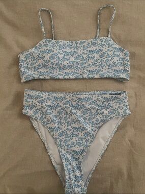 SHEIN Floral Blue & White Two-Piece Bikini Set